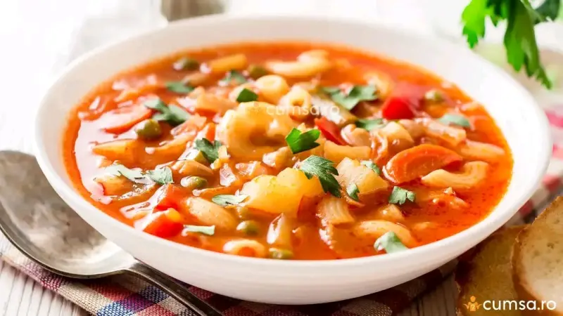 Ciorbă de fasole boabe minestrone - Meniul Zilei Căsuța Barajului